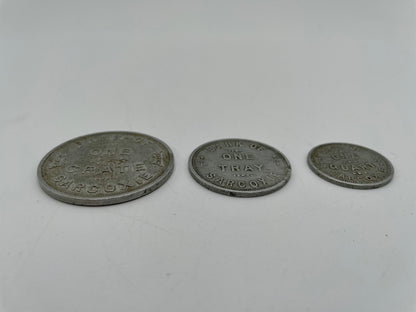 3 Missouri Bank Of Sarcoxie Strawberry PICKER TOKENS 1
Crate/1 Tray/1 Quart - Vintosh Vintage