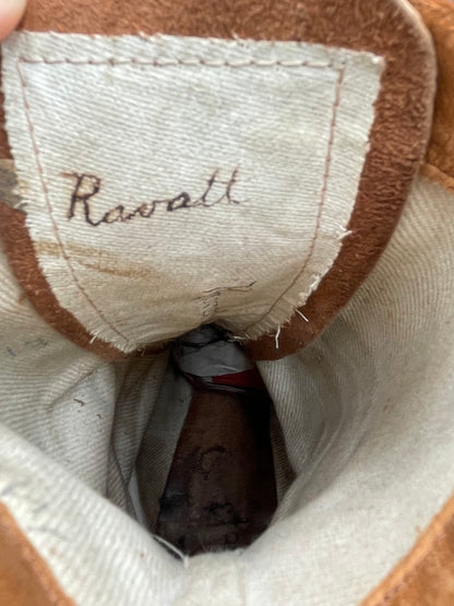 Antique Ladies Victorian Shoes Brown Leather High-Top Lace Up 2" Heels