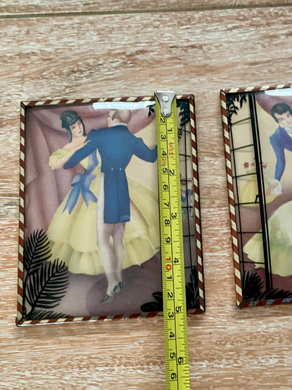 Vintage GC Murphy Co Victorian Couples Dancing Lithograph
Prints Reverse Painted Convex Glass - Vintosh Vintage