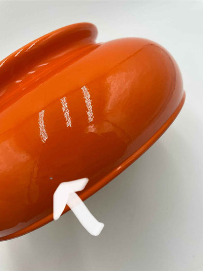 Vintage Art Deco Hall's Orange Ceramic Sun Dial
Covered Dish