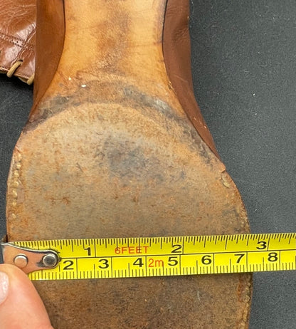 Antique Ladies Victorian Shoes Brown Leather High-Top Lace Up 2" Heels