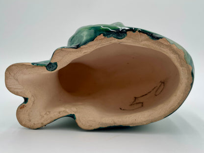 Vintage 4" Glossy Spruce Green Ceramic Cat Figurine - Vintosh Vintage