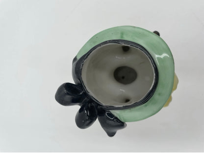 1950s Royal Sealy Head Vase Blond Girl w/ Pigtails & Plaid Dress Japan 4.75" - Vintosh Vintage