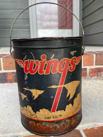 Rare Antique Wings Grease Can w/ Handle Security Oil Company
Wichita Kansas 10lbs