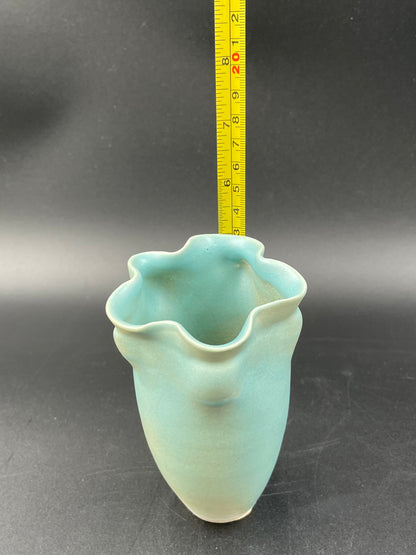 Vintage Light Turquoise 5" Vase by Heather Meeds Wichita Kansas Artist - Vintosh Vintage
