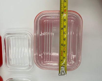 Vintage Pyrex Refrigerator Dish Small Red Rectangular 501-B with Lids Set/3 - Vintosh Vintage