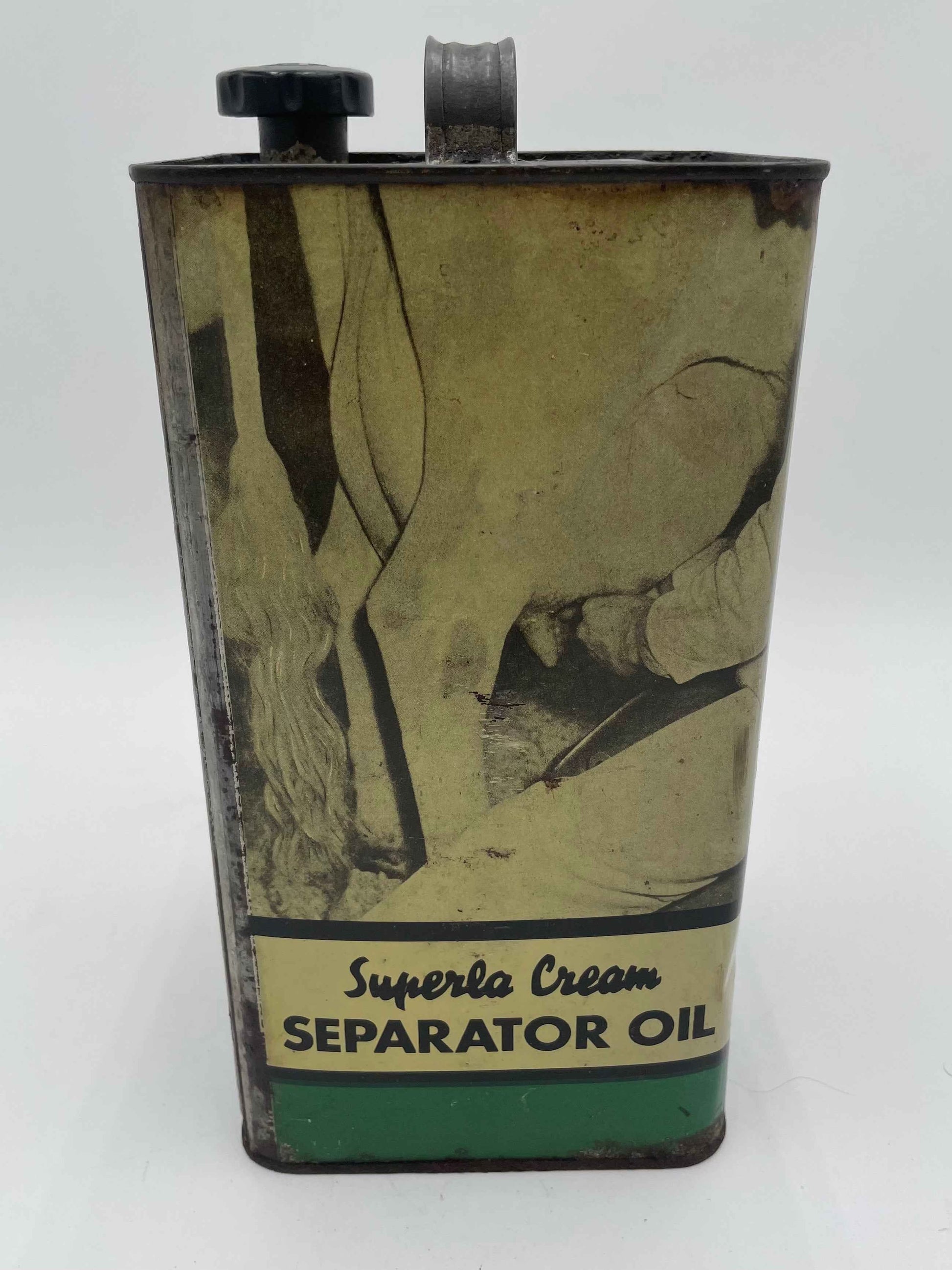 1940s STANDARD OIL Co Superla Cream Separator Oil One Gallon Can - Partially Full