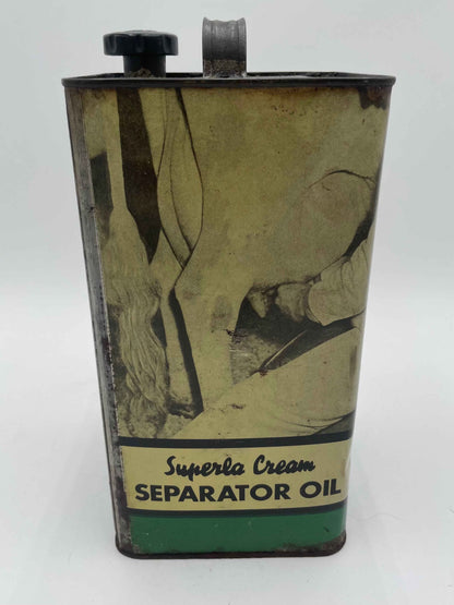 1940s STANDARD OIL Co Superla Cream Separator Oil One Gallon Can - Partially Full