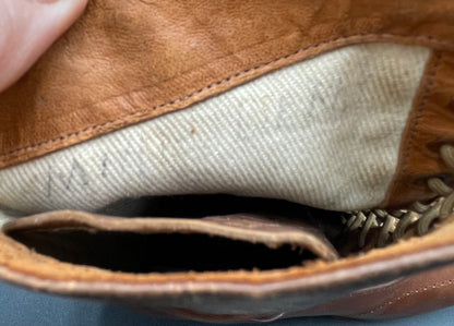 Antique Ladies Victorian Shoes Brown Leather High-Top Lace Up 2" Heels