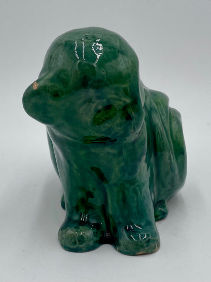 Vintage 4" Glossy Spruce Green Ceramic Cat Figurine - Vintosh Vintage