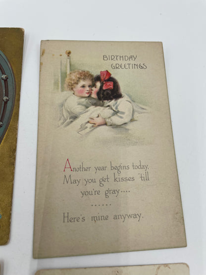Lot Of 11 Antique 1909-1930 Birthday Postcards - Vintosh Vintage