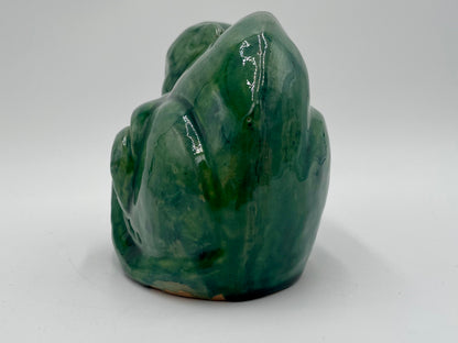 Vintage 4" Glossy Spruce Green Ceramic Cat Figurine - Vintosh Vintage