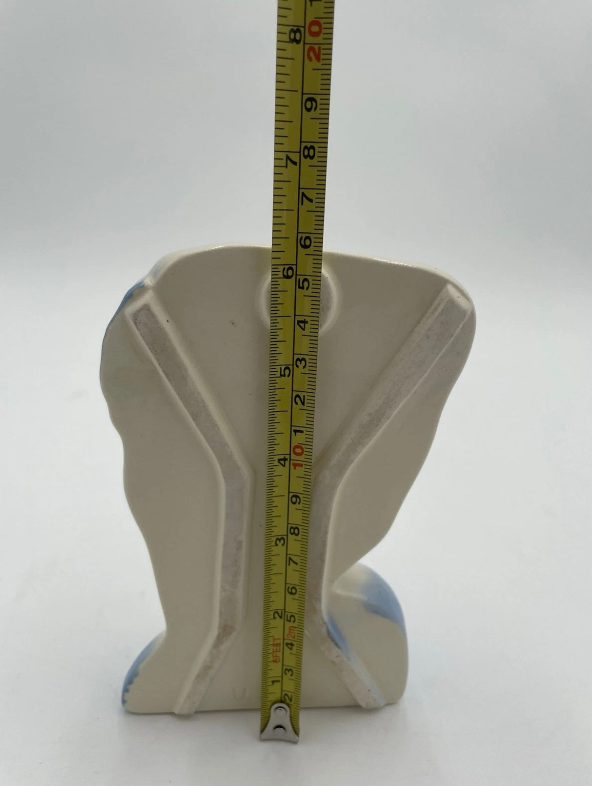 Vintage 6" Glamour Girl Head Vase Wall Pocket Blue & Gold Accent USA - Vintosh Vintage