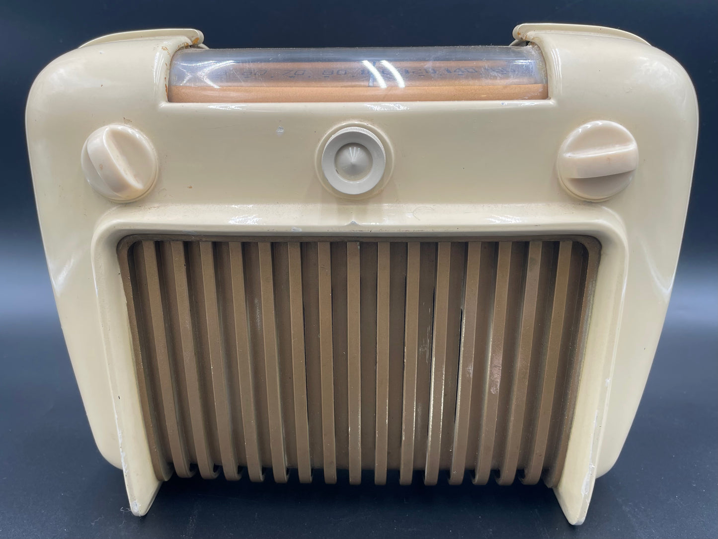 1946 Crosley 56TD Tube Ivory Bakelite Radio "Duette" Table Top Model - Works!
