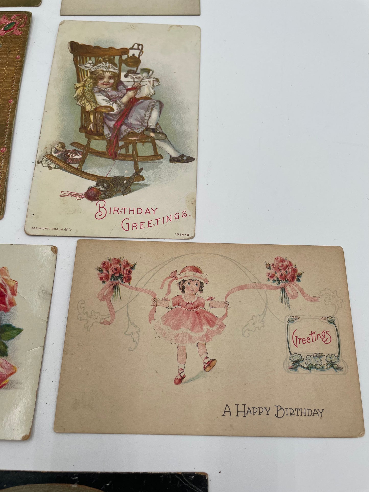 Lot Of 11 Antique 1909-1930 Birthday Postcards - Vintosh Vintage