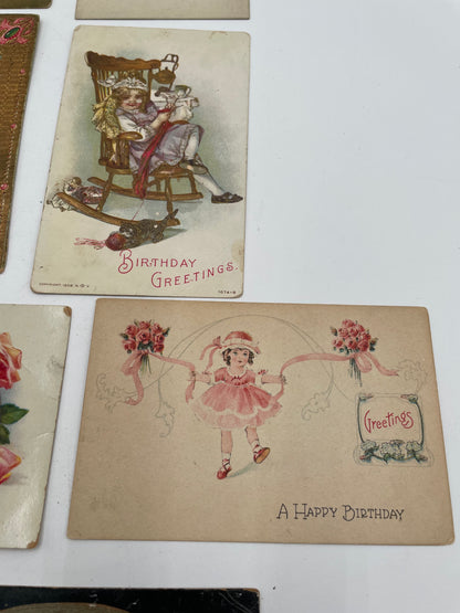 Lot Of 11 Antique 1909-1930 Birthday Postcards - Vintosh Vintage