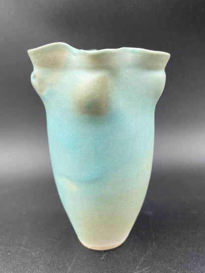 Vintage Light Turquoise 5" Vase by Heather Meeds Wichita Kansas Artist - Vintosh Vintage