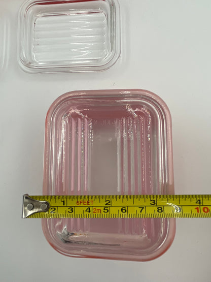 Vintage Pyrex Refrigerator Dish Small Red Rectangular 501-B with Lids Set/3 - Vintosh Vintage