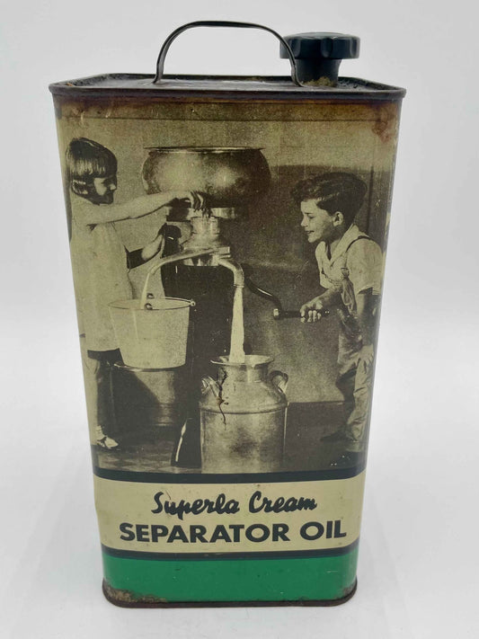 1940s STANDARD OIL Co Superla Cream Separator Oil One Gallon Can - Partially Full