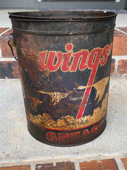 Rare Antique Wings Grease Can w/ Handle Security Oil Company
Wichita Kansas 10lbs