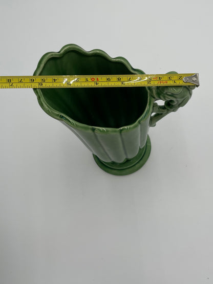 Vintage SHAWNEE Pottery Fluted Green Glazed Pitcher Vase with
Dolphin/Fish Handle USA - Vintosh Vintage