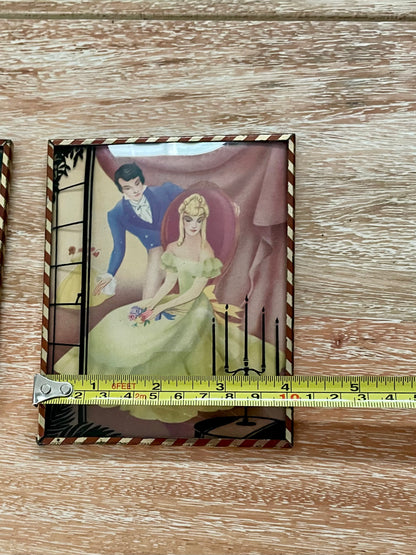 Vintage GC Murphy Co Victorian Couples Dancing Lithograph
Prints Reverse Painted Convex Glass - Vintosh Vintage