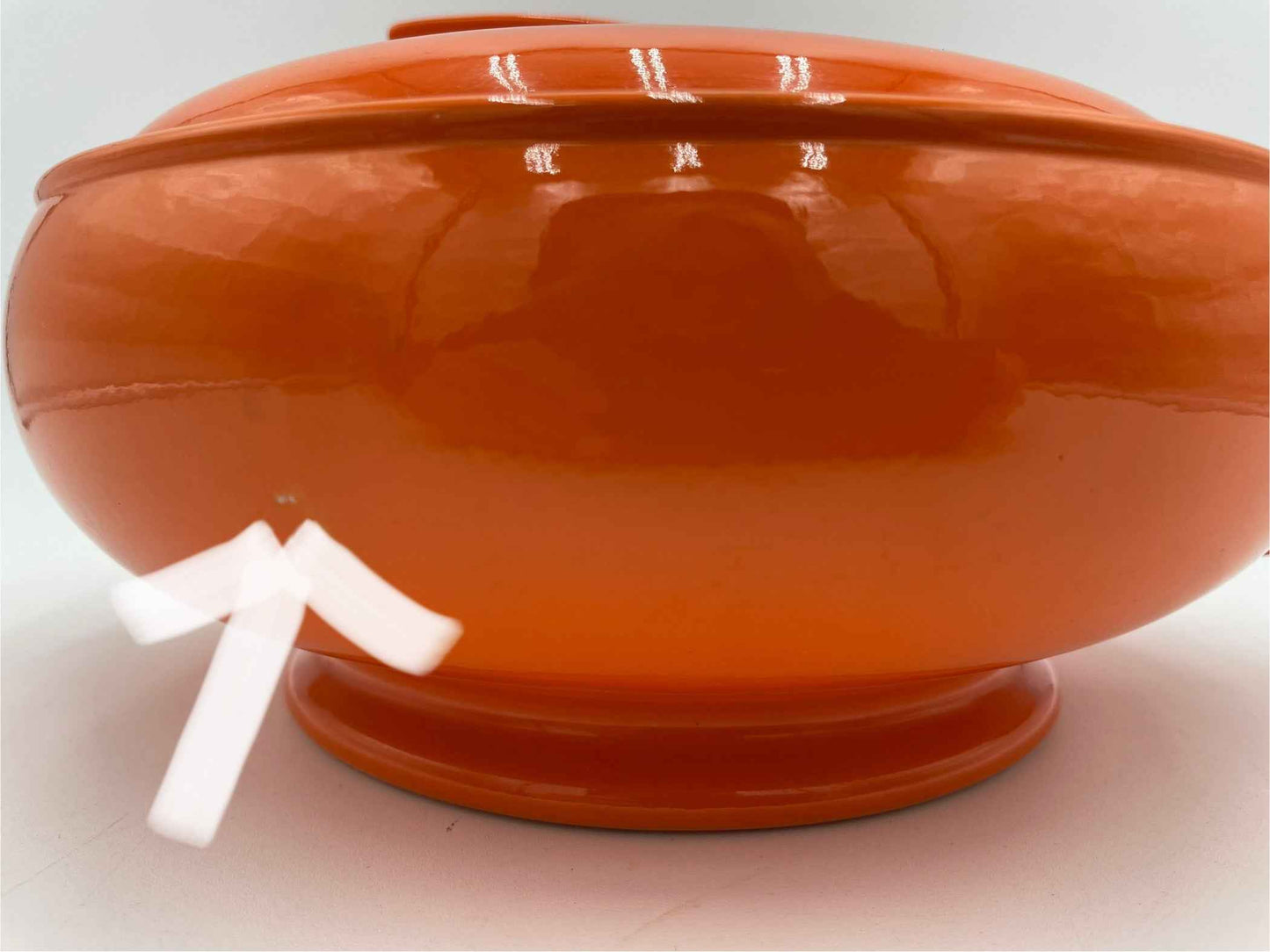 Vintage Art Deco Hall's Orange Ceramic Sun Dial
Covered Dish