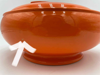 Vintage Art Deco Hall's Orange Ceramic Sun Dial
Covered Dish