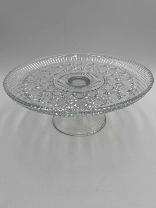 Vintage Federal Glass 11"
Pedestal Cake Stand Windsor Button & Cane Design