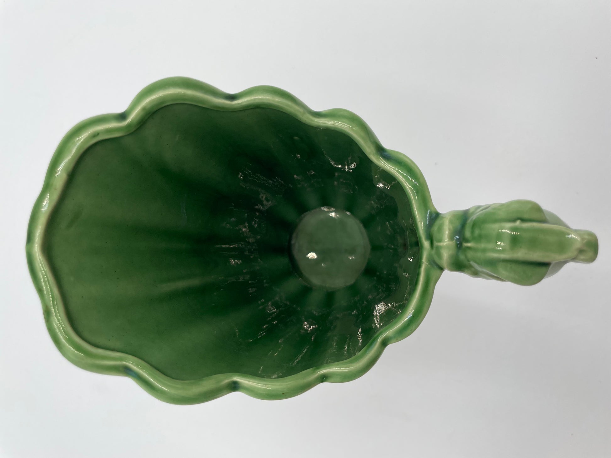 Vintage SHAWNEE Pottery Fluted Green Glazed Pitcher Vase with
Dolphin/Fish Handle USA - Vintosh Vintage