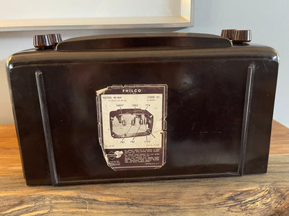 1948 Philco Transitone Tube Radio Art Deco Bakelite Model 48-464 w/ Orange Numerals - Vintosh Vintage