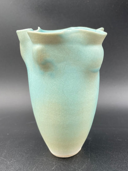 Vintage Light Turquoise 5" Vase by Heather Meeds Wichita Kansas Artist - Vintosh Vintage