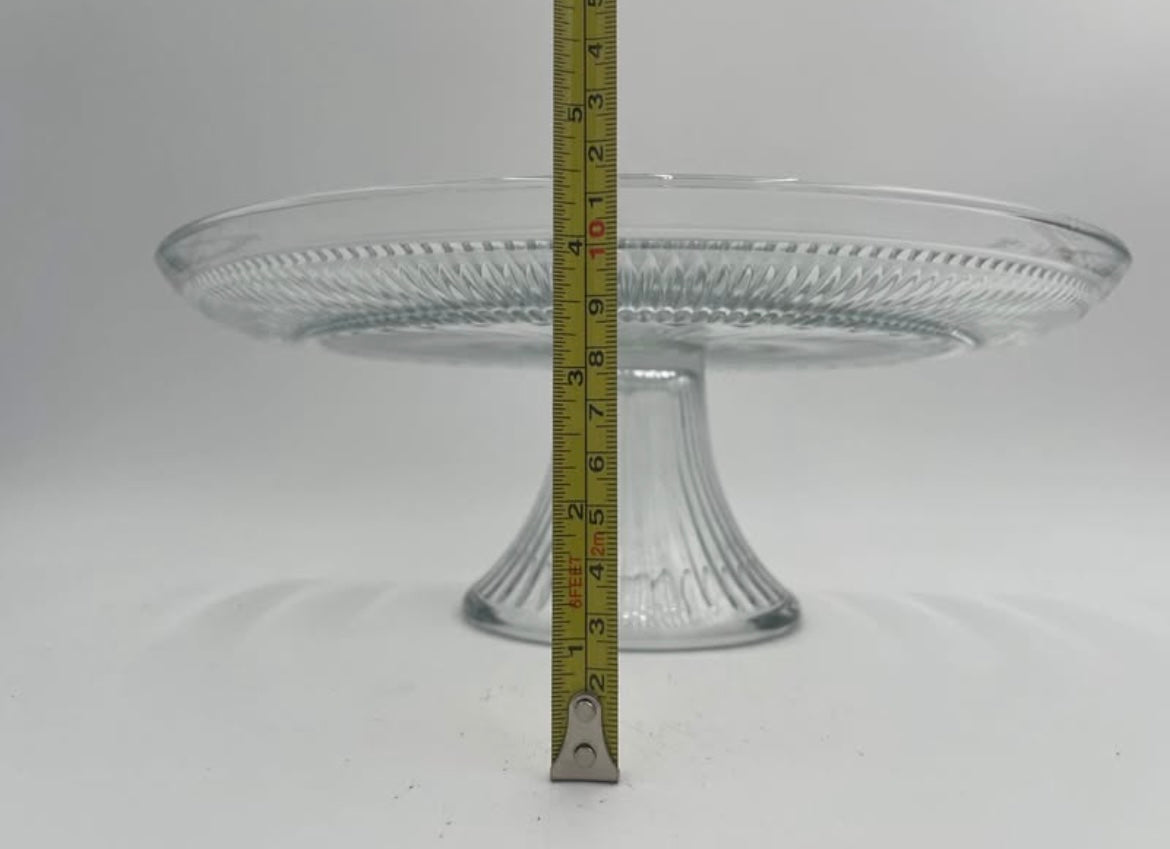 Vintage 12" Anchor Hocking Canton Clear Glass PedestalCake Stand