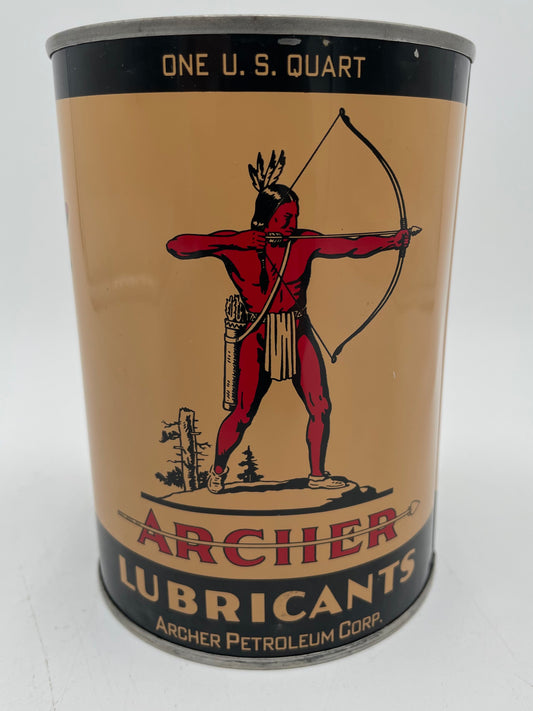 VTG 1964 Archer Lubricants 1 Full Quart Metal Can Chief  Aircraft Oil