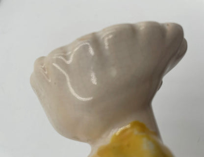 1950s Porcelain Lady Head Vase 4.5" Blonde Floral Headband & Earrings - Vintosh Vintage