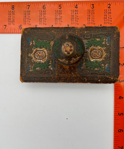 Antique Italian Hand Painted Ornate Wood Ink Blotter Rocker - Vintosh Vintage