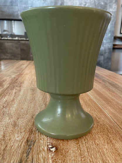 Vintage McCoy Floraline Pottery 474 Matte Sage Floral Planter Vase - Vintosh Vintage