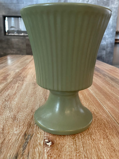 Vintage McCoy Floraline Pottery 474 Matte Sage Floral Planter Vase - Vintosh Vintage
