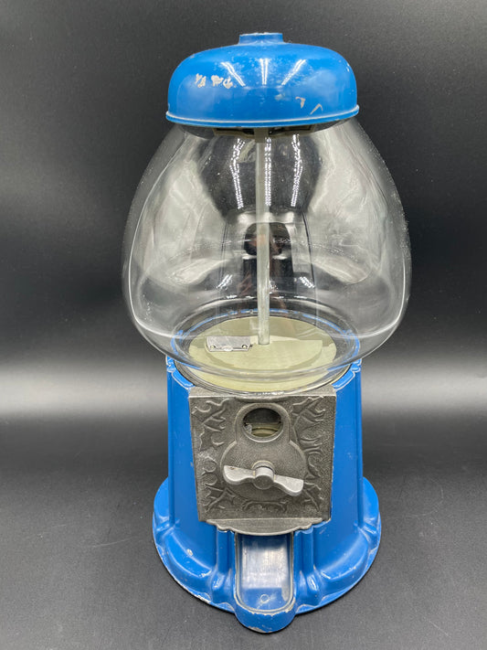 1980s Blue Gumball Machine with Glass Globe Made in Taiwan Untested