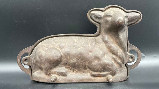 Antique Cast Iron Lamb 2 Piece Baking Mold