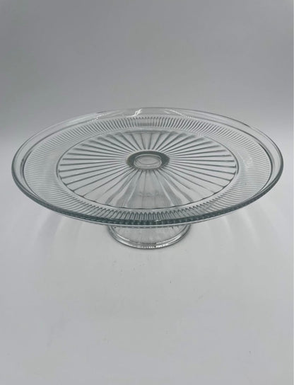 Vintage 12" Anchor Hocking Canton Clear Glass PedestalCake Stand