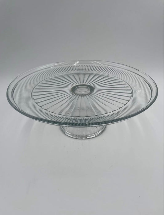 Vintage 12" Anchor Hocking Canton Clear Glass PedestalCake Stand