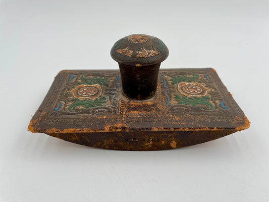 Antique Italian Hand Painted Ornate Wood Ink Blotter Rocker - Vintosh Vintage