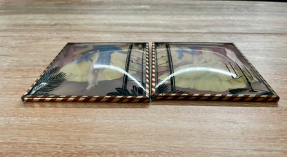 Vintage GC Murphy Co Victorian Couples Dancing Lithograph
Prints Reverse Painted Convex Glass - Vintosh Vintage