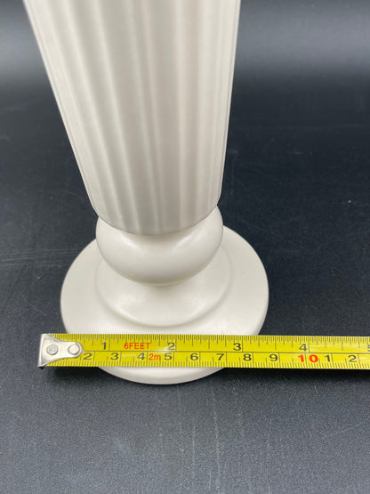 1960s Hyalyn White Pottery Tall Footed Vase - USA - Vintosh Vintage