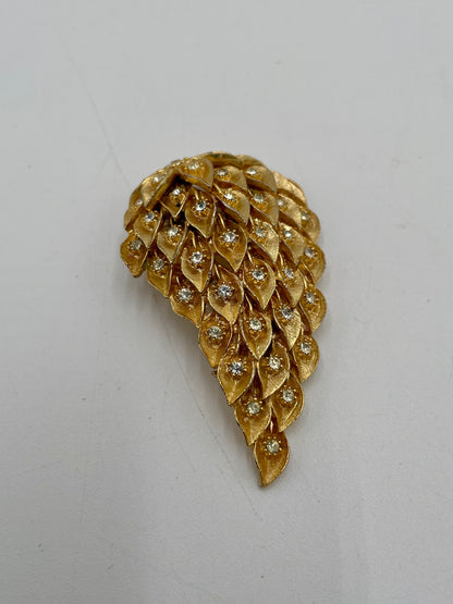 VTG Austrian Art Deco Goldtone Cascading Leaves & Crystal
Stones Brooch Pin - Vintosh Vintage