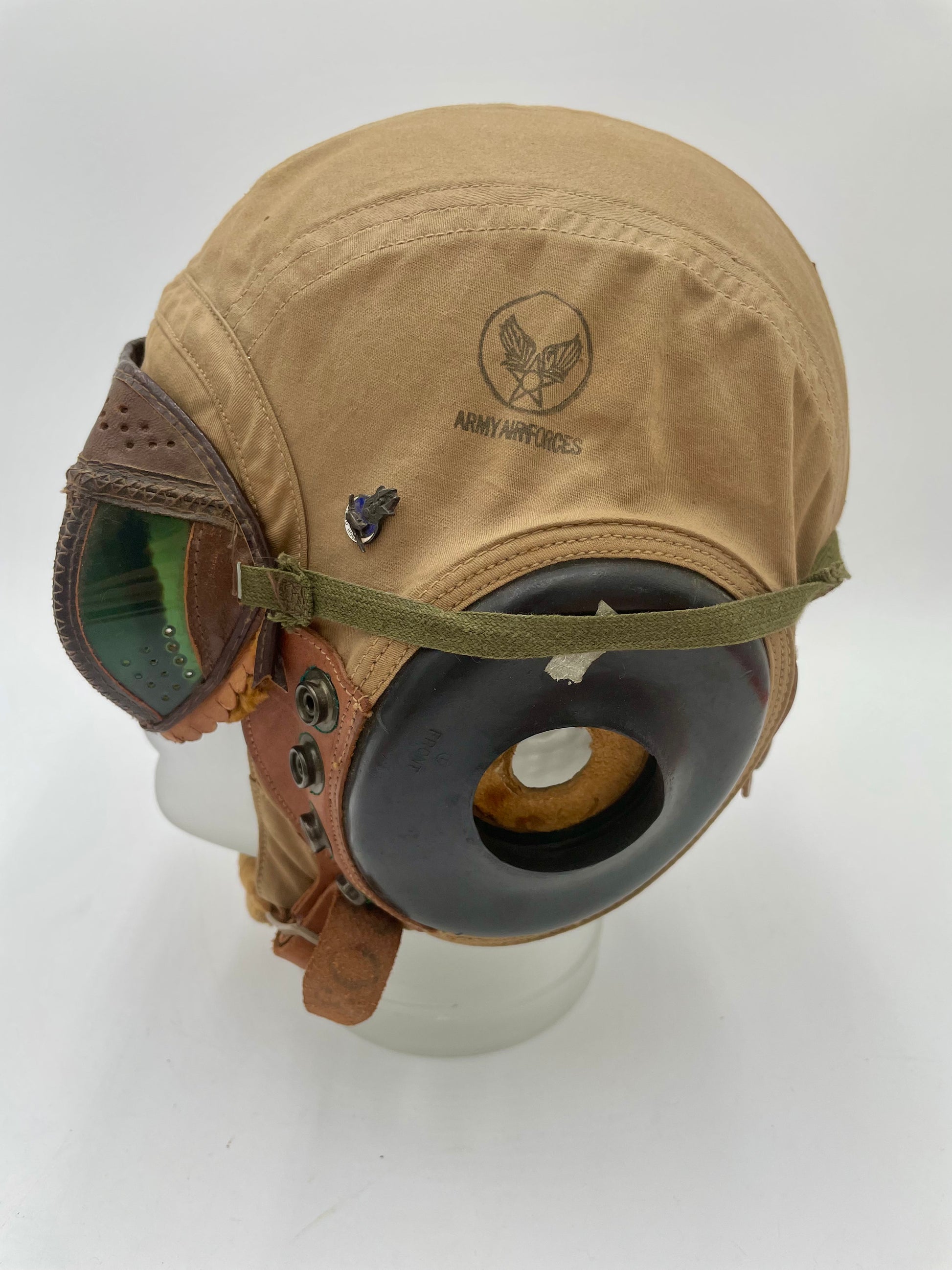 WWII USAAF AN-H-15
Summer Flight Helmet & 1943 Leather Flying
Goggles - Vintosh Vintage