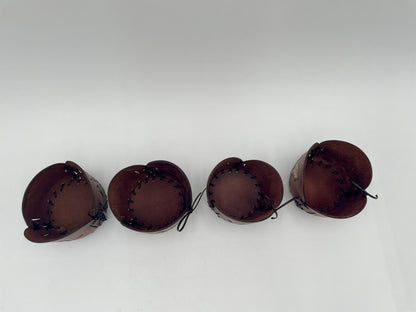 Vintage Set of 4
Highball Drinking Glass Tooled Leather Holder
Mallard Ducks