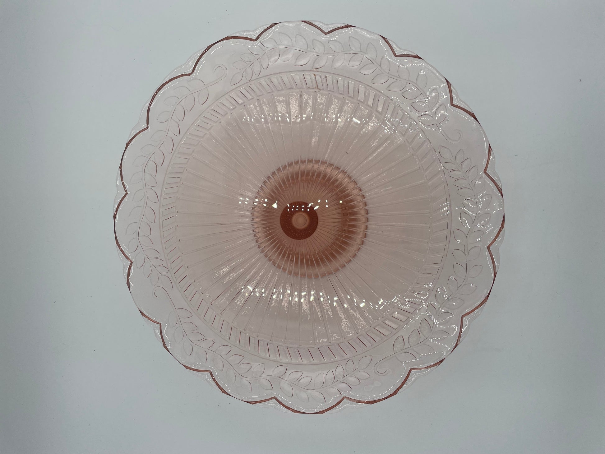 1930s Pink Depression Glass 12" Pedestal Cake Plate Indiana Glass Company - Vintosh Vintage