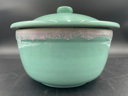 MCM Glossy Mint Green White Drip Glaze Ceramic
Casserole Dish with
Lid 7.5" - Vintosh Vintage